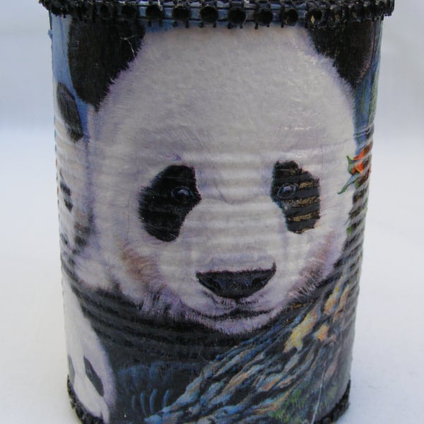 Upcycled decoupaged pot holder