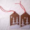 Christmas Gift Tags,'Snow Trees' 3pk, Xmas Handmade Message Tags