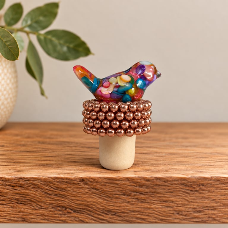 Colourful Glass Bird Wine Stopper