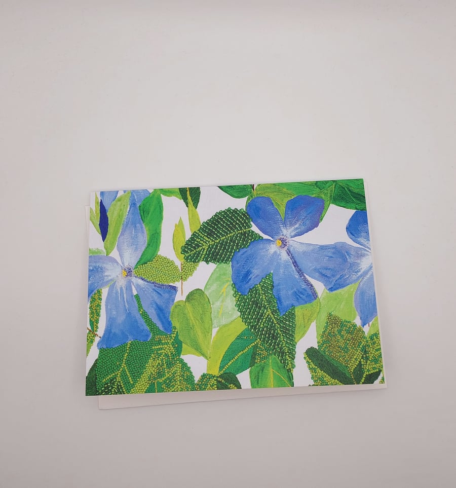 Periwinkle flower blank greeting card