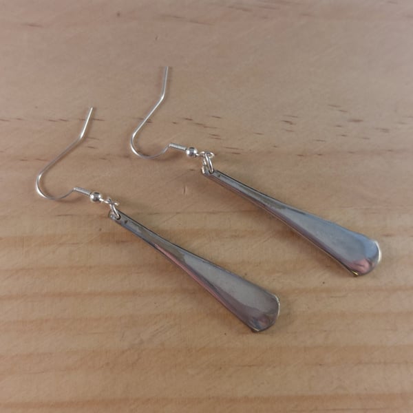 Upcycled Silver Plated Old English Sugar Tong Handle Earrings (SPE102514)