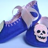 Purple and Pink Skull Baby Felt Booties Small