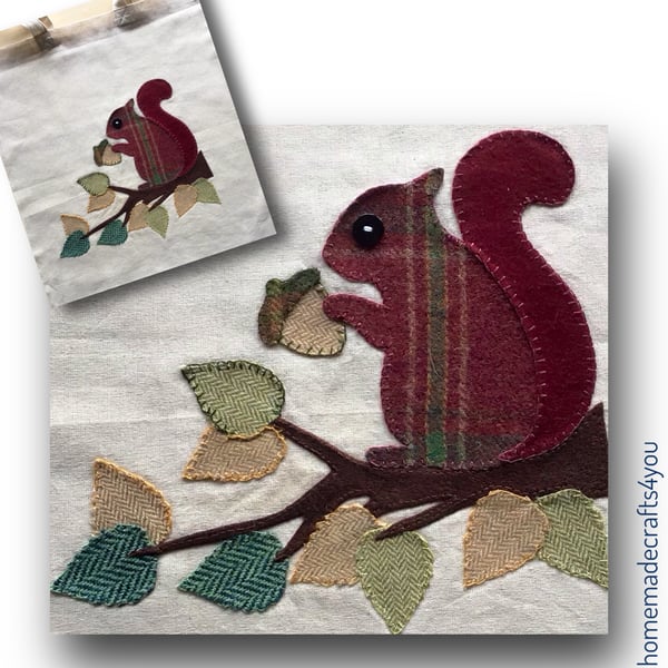 Hand Appliqué Squirrel Tote Bag