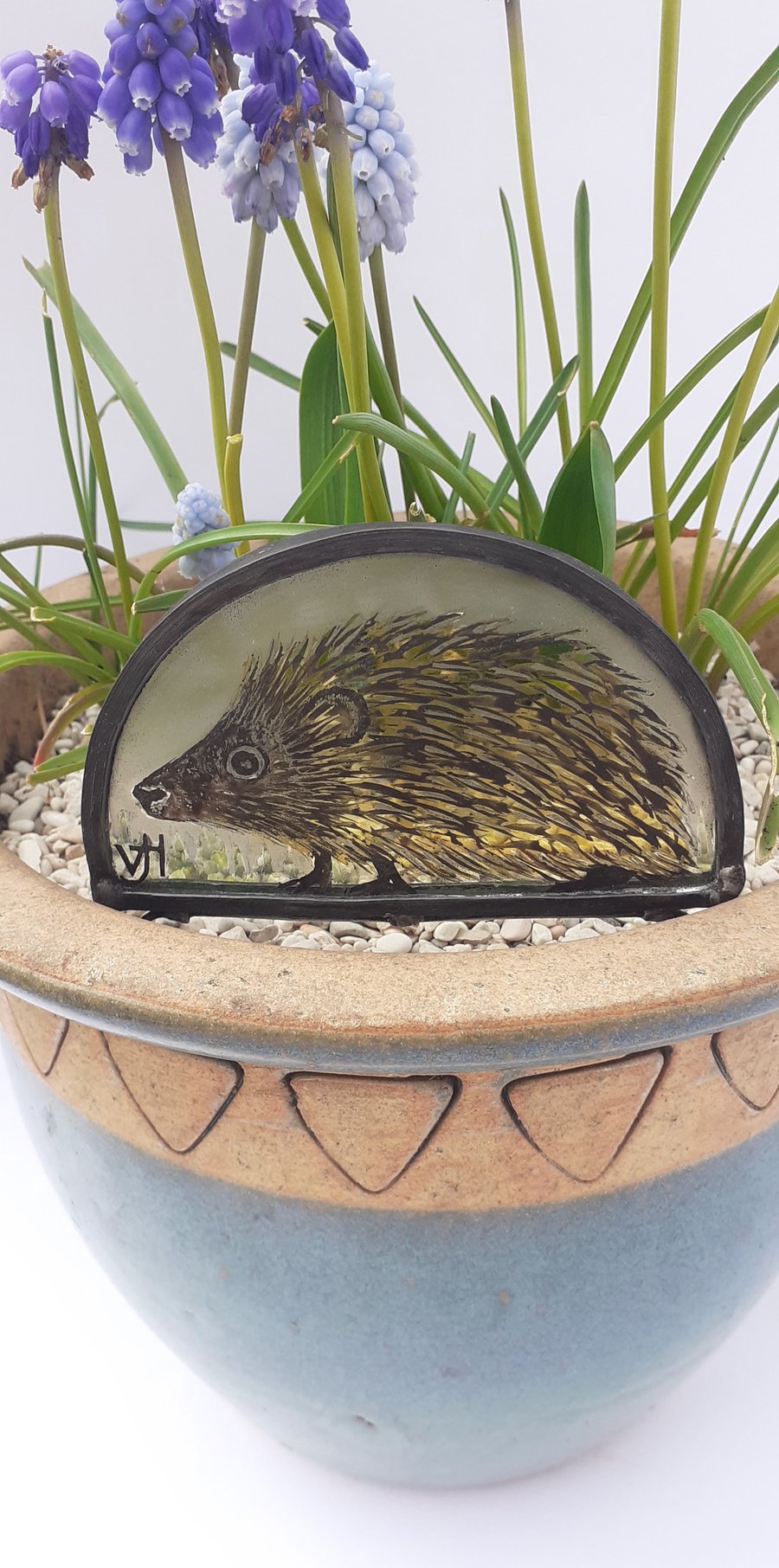 Stained Glass hedgehog plant pot ornament