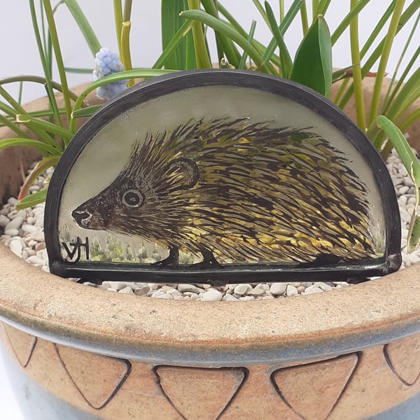 Glass hedgehog plant pot ornament