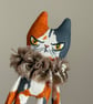 Hand Painted Miniature Cat Art Doll in Calico - Image 2