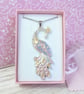 Pink peacock pendant with gold and lilac highlights - Image 4