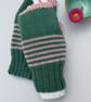 Pink and Green Stripe Fingerless Wool Knit Gloves, Handmade Wrist Warmers - Image 4