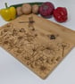 Wooden chopping board,  pyrography wildflowers and nature design, kitchen gift - Image 1