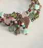 Floral summer beaded flower wrap bracelet with leaf charms - Image 5
