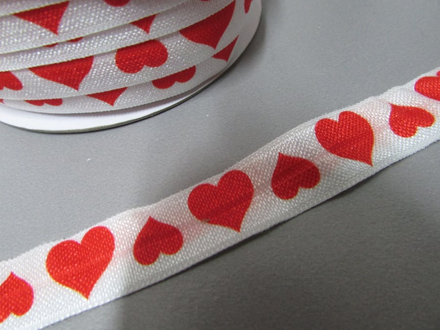 Heart Fold Over Elastic x 1 metre
