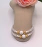 Diamond Tube and Lava Bead Double Strand Memory Wire Cuff Bracelets, Cuff Bangle - Image 4