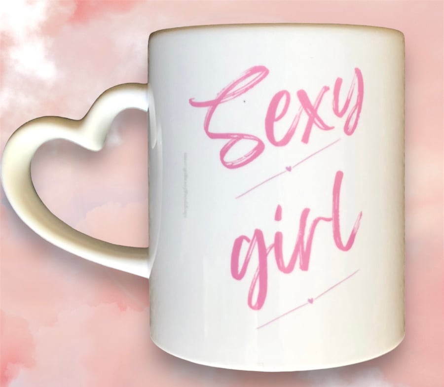 Sexy Girl Mug. Heart Shape Handle. Mugs For Sexy Girls For Christmas 