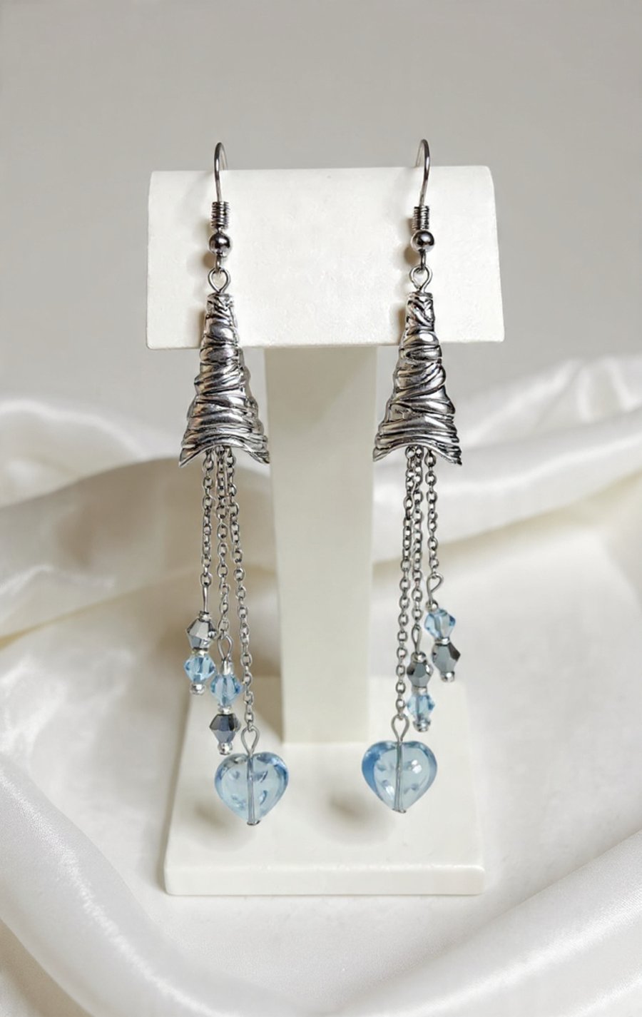 Glass Heart & Beaded Earrings 