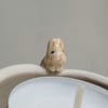 Ceramic tealight wth beige bunny and paw prints,  rabbit candle holder