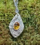 Silver Leaf Nature Pendant with Large Citrine Gemstone - Image 8