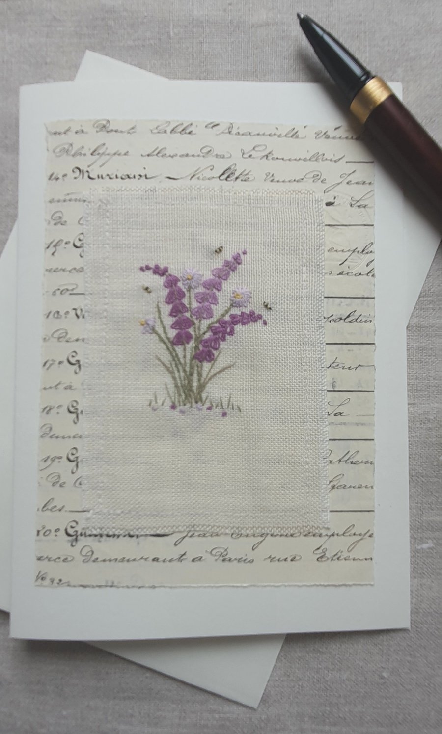 Hand Embroidered Greetings card