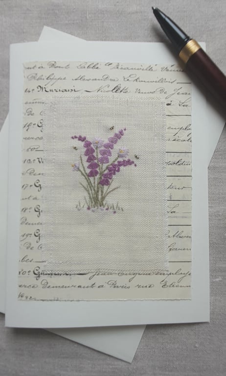 Hand Embroidered Greetings card