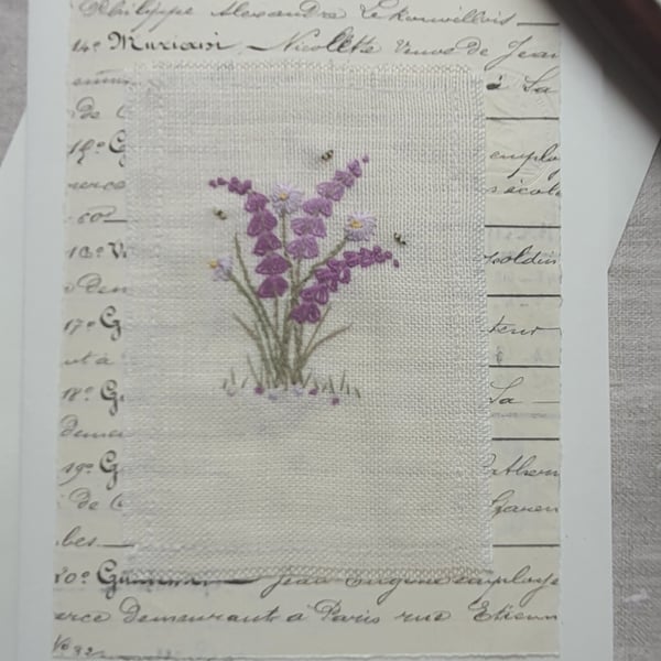 Hand Embroidered Greetings card