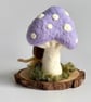 Needlefelted wool lilac mushroom toadstool and fairy dressed in yellow - Image 5