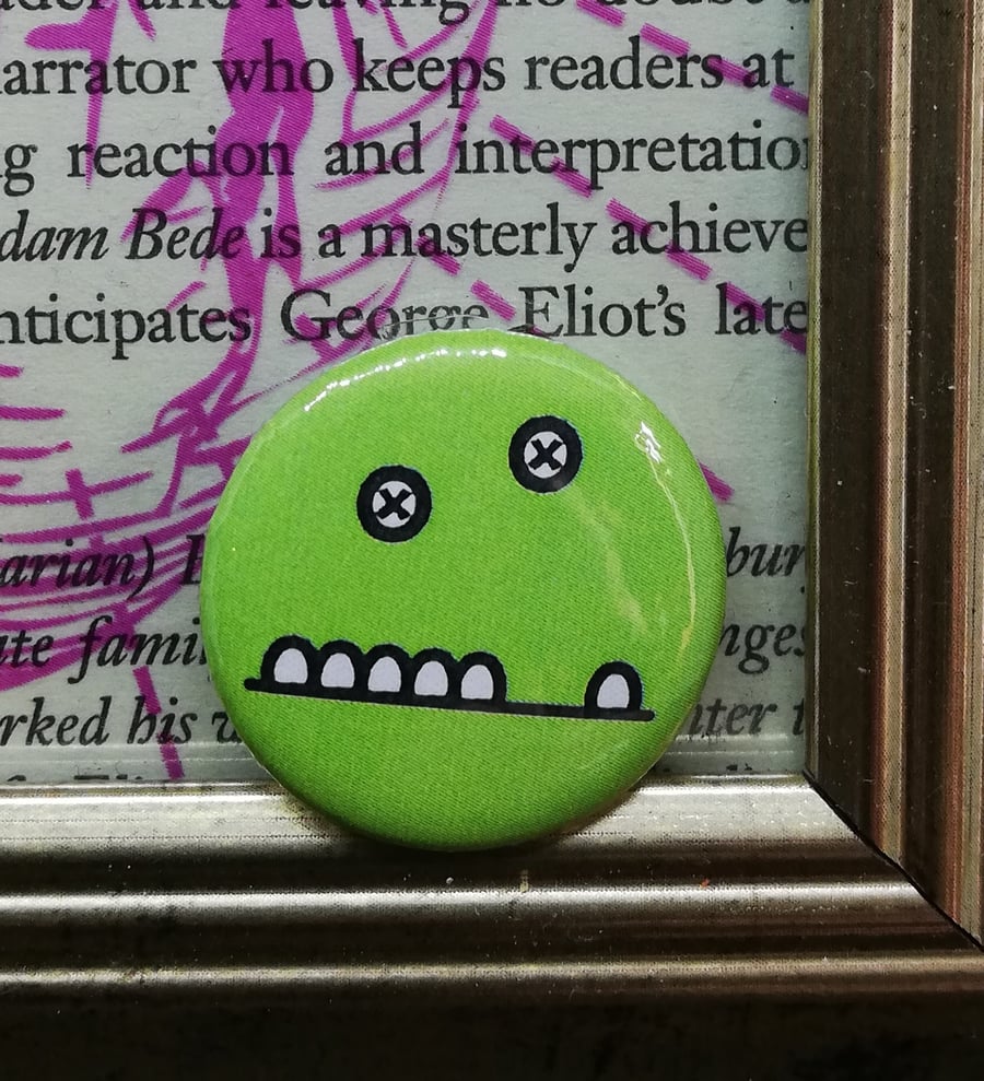 Monster Face 2 - Green 25mm Button Badge - Free Postage!