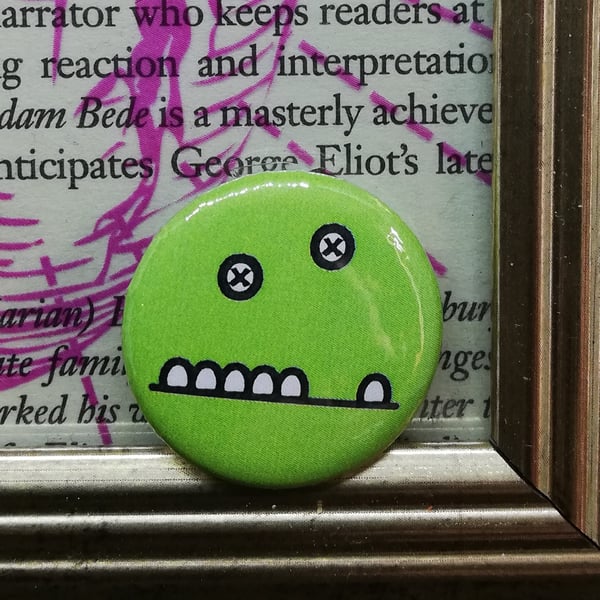 Monster Face 2 - Green 25mm Button Badge - Free Postage!