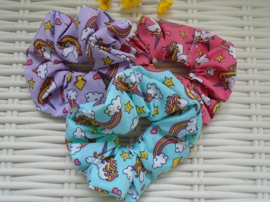Pack of 3 Unicorn Hair Scrunchies 