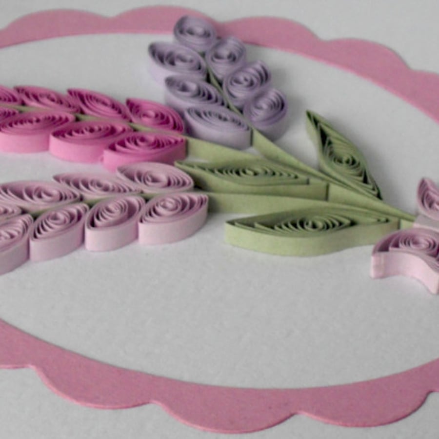 Birthday card, quilled lavender