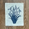 PERFECTLY IMPERFECT Snowdrops Original Lino Print in Navy Blue