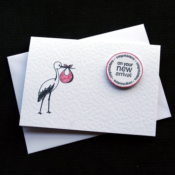 New Arrival (ruby) - Handcrafted New Baby Card - dr18-0017