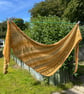 Halo Effect Merino Wool Hand Knitted Textured and Lace Golden Yellow Shawl Wrap - Image 5
