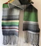 Ecclesall Woods Handwoven Herringbone Lambswool Scarf, Green - Image 2