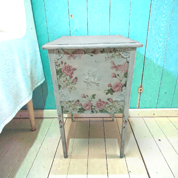 Shabby Chic White Floral Cabinet