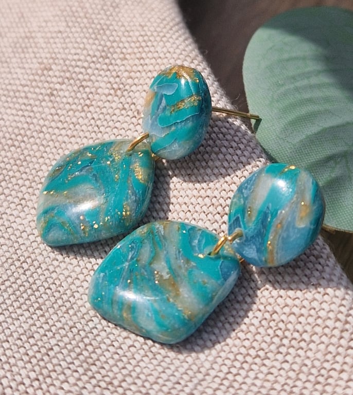 Polymer Clay Earrings: Shoreline 