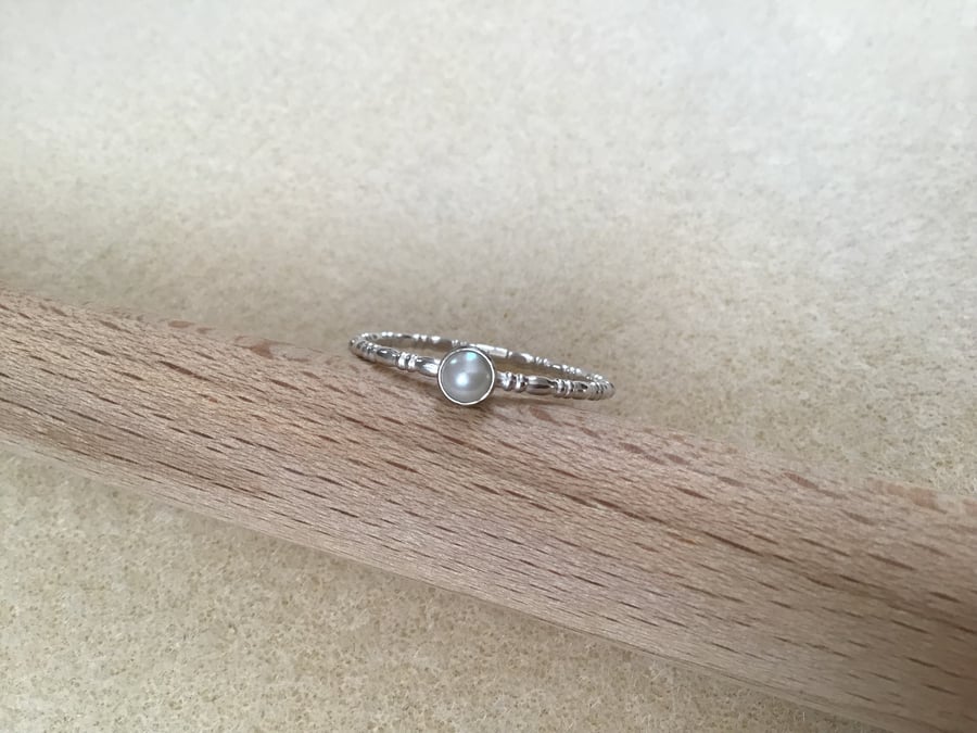 Saltwater Pearl and Sterling silver dainty ring