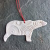 Nordic polar bear, white dotted Christmas decoration The Porcelain Menagerie