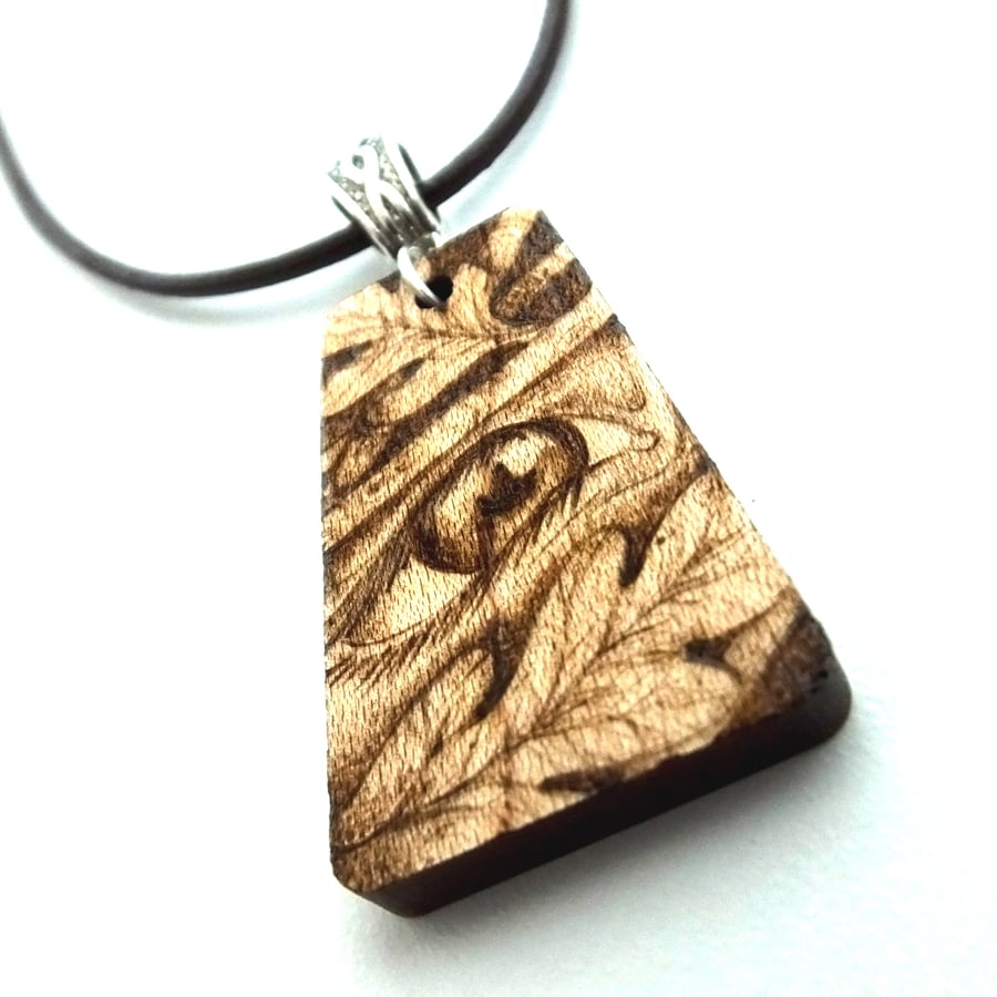 Elvish Eyes Woodland Snapshot Pyrography Pendant Necklace
