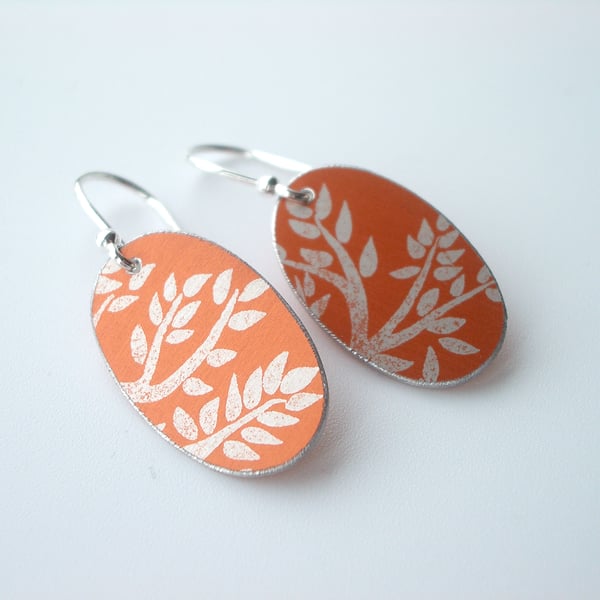 Orange tree print earrings