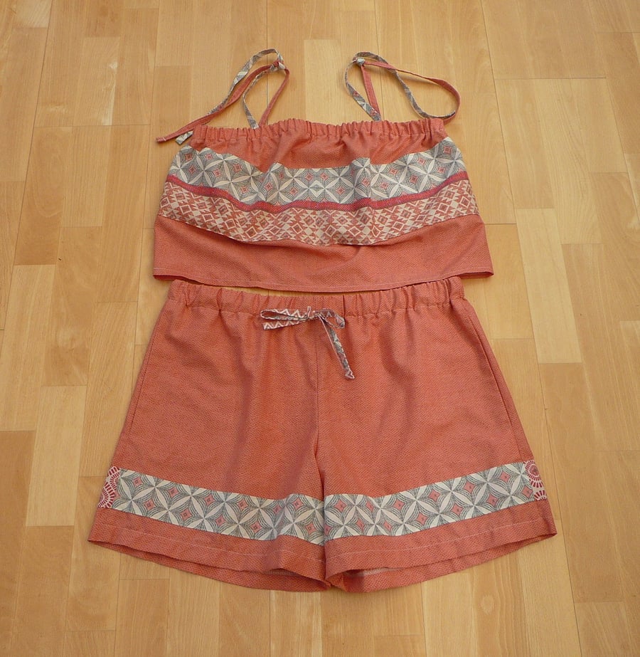 Pyjamas shorts and camisole playsuit beach ware size 16
