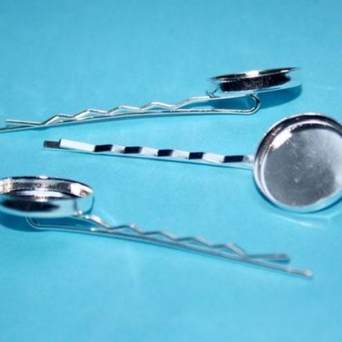 Bobby pin with base for resin or cabochon  2pcs