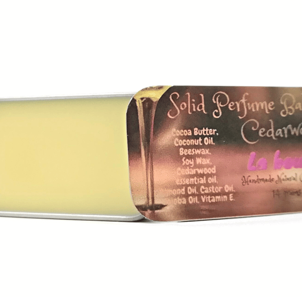 Cedarwood Solid Natural Perfume Balm. For sensitive skin. Handmade. UK.