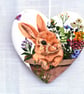 Decoupaged rabbit ceramic heart wall decoration. - Image 2