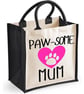 Paw-some Mum Midi Jute Shopper Lunch Bag Mothers Day Birthday Christmas  - Image 4