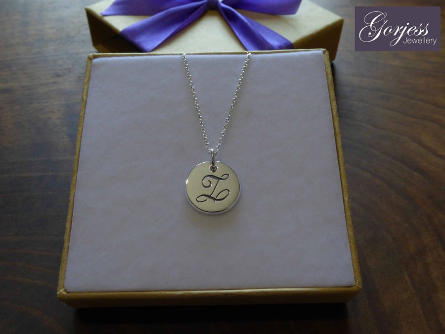 Silver Letter Z Necklace - Handmade Z Charm - Handmade Initial Pendant
