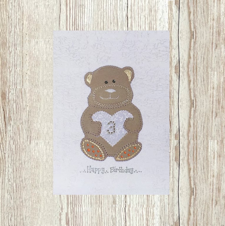 3rd Birthday card - large A5 personalised teddy bear child's age 3 milestone