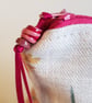 Large fabric zipped pouch: floral with pink velvet - Image 3