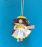 Tiny Yellow And Purple Fairy Doll Decoration, Decorative Fairy, Iris