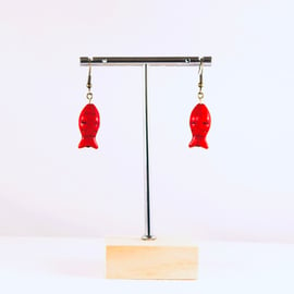 Red fish earrings