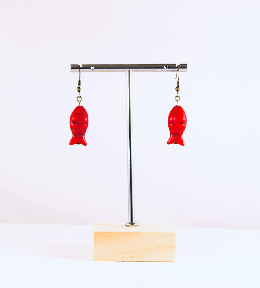 Red fish earrings