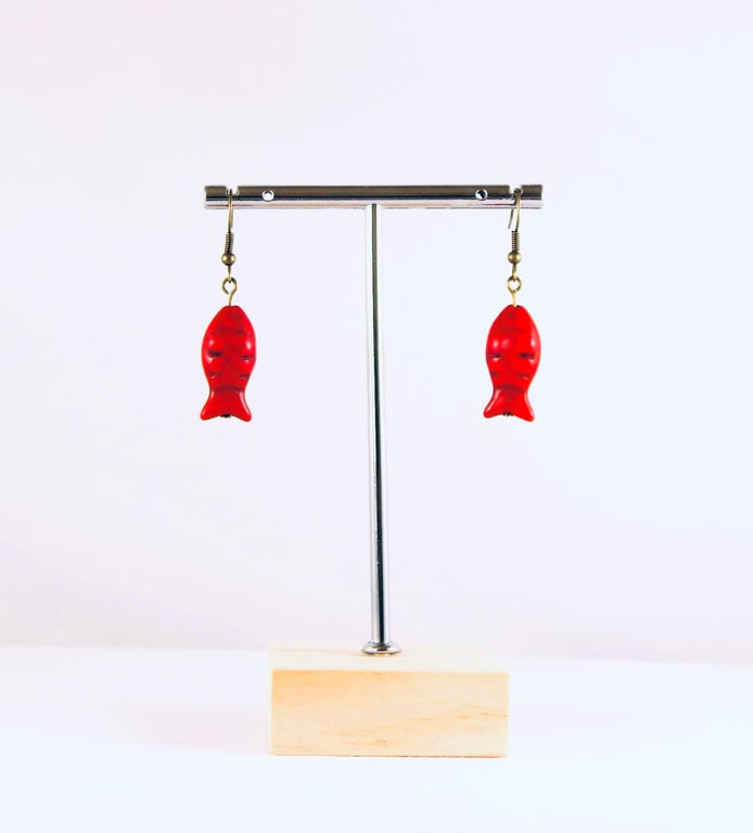 Red fish earrings